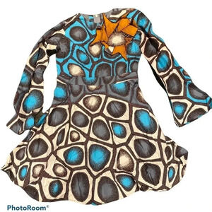 Stunning African print Princess A line midi dress Sz S